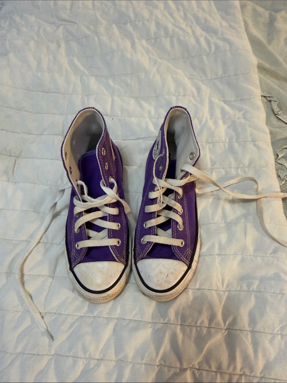 Kids Purple High-Top Canvas Sneakers - Classic Lace-Up